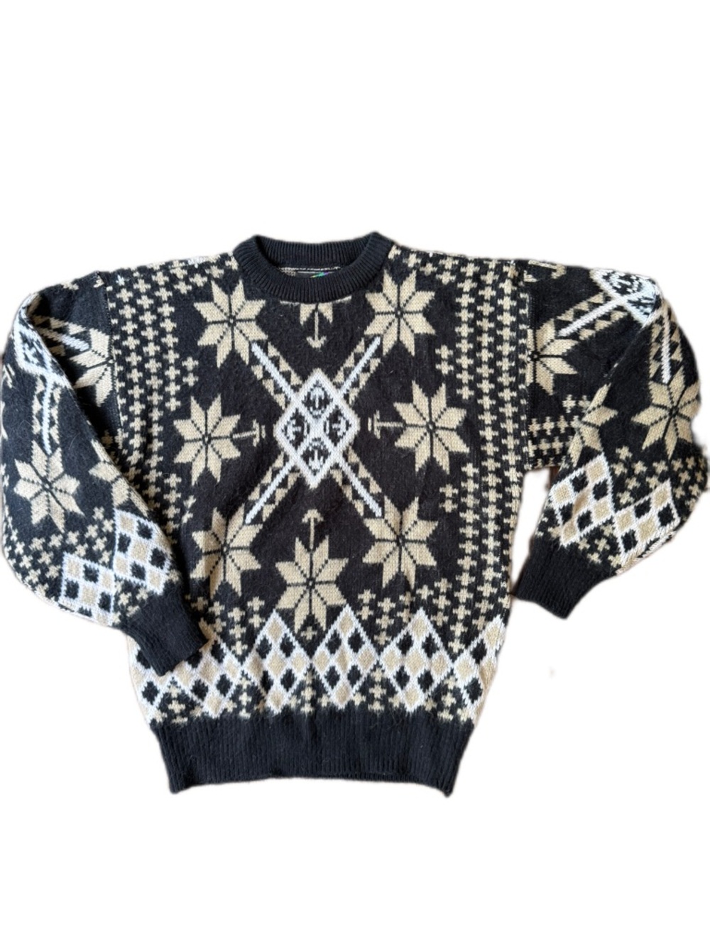 Vintage Navy and White Snowflake Holiday Sweater